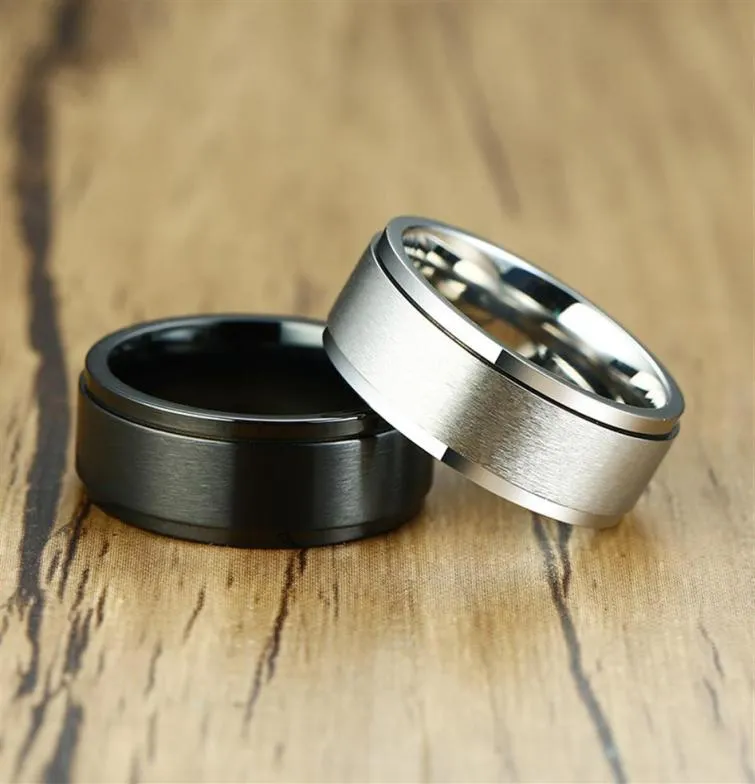 Ring spinner básico personalizado MEN039S Marcas de boda de acero inoxidable Rotable 8 mm Male ANEL Punk Alliance284C8446350