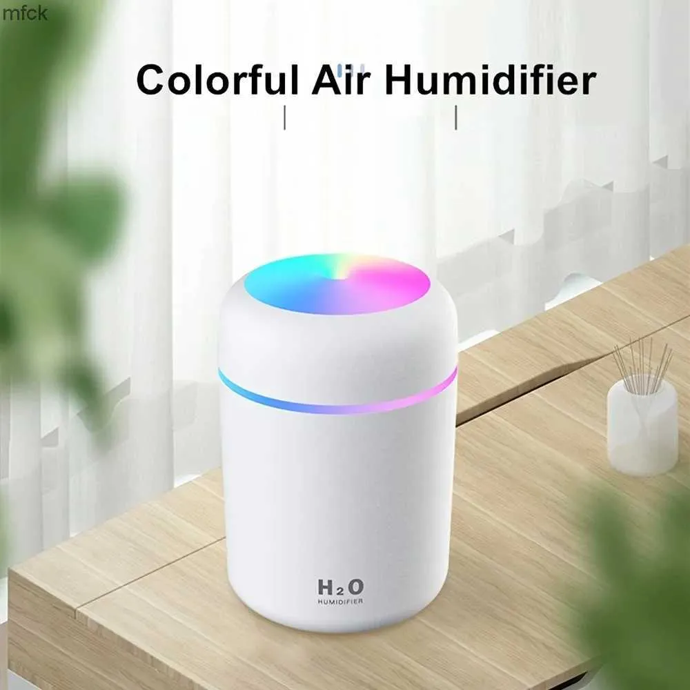 Humidificateurs Lampes à parfum Portable LED LED Mini 300 ml H2O Spray Mist Humidificateur Double arôme humide Diffuseur Diffuseur USB Air Humidificateur