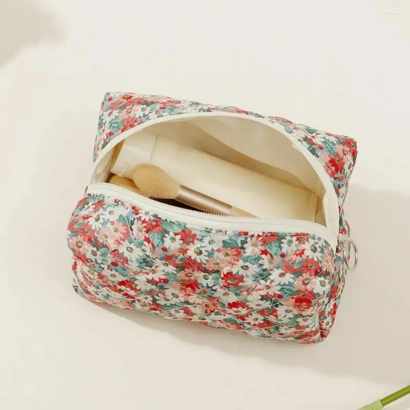 Cosmetic Bags Travel Bag Floral Print With Zipper Closure Capacity Makeup Pouch For Women Portable Lipstick