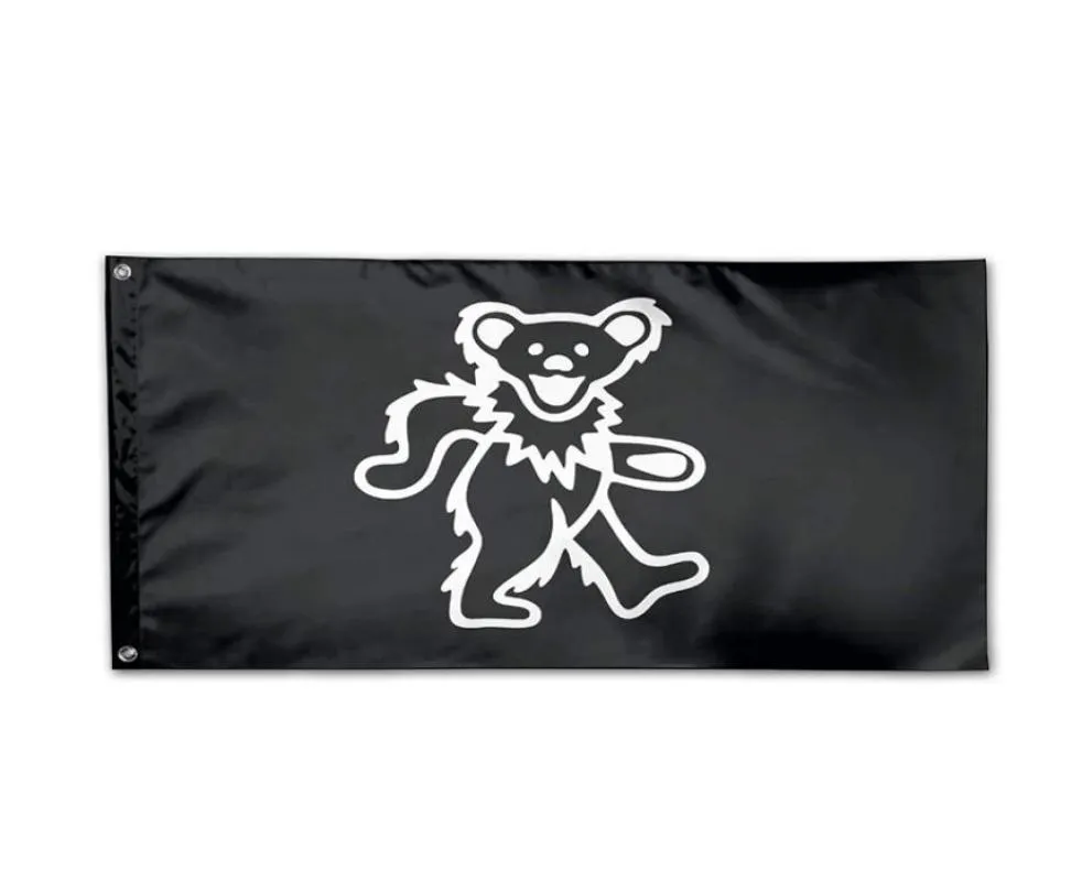 Grateful Dead Bear Flag 3 x 5 fot Dekorativ 100d Polyester inomhus utomhus hängande dekoration flagga med mässing grommets 8647385