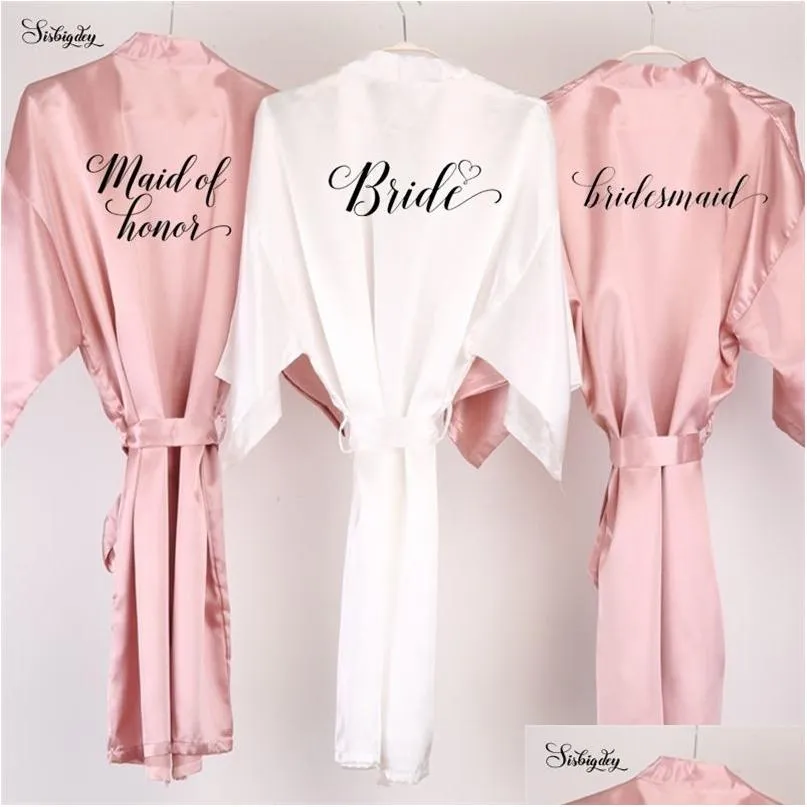 ASSIM DOMENCIAMENTO Feminino Sisbigdey Dusty Pink Bride Robe Cetina Mulheres Pijamas Pijamas Casamento Slmaid Presente Mãe Mãe do Groom S LJ20082 DHVOK