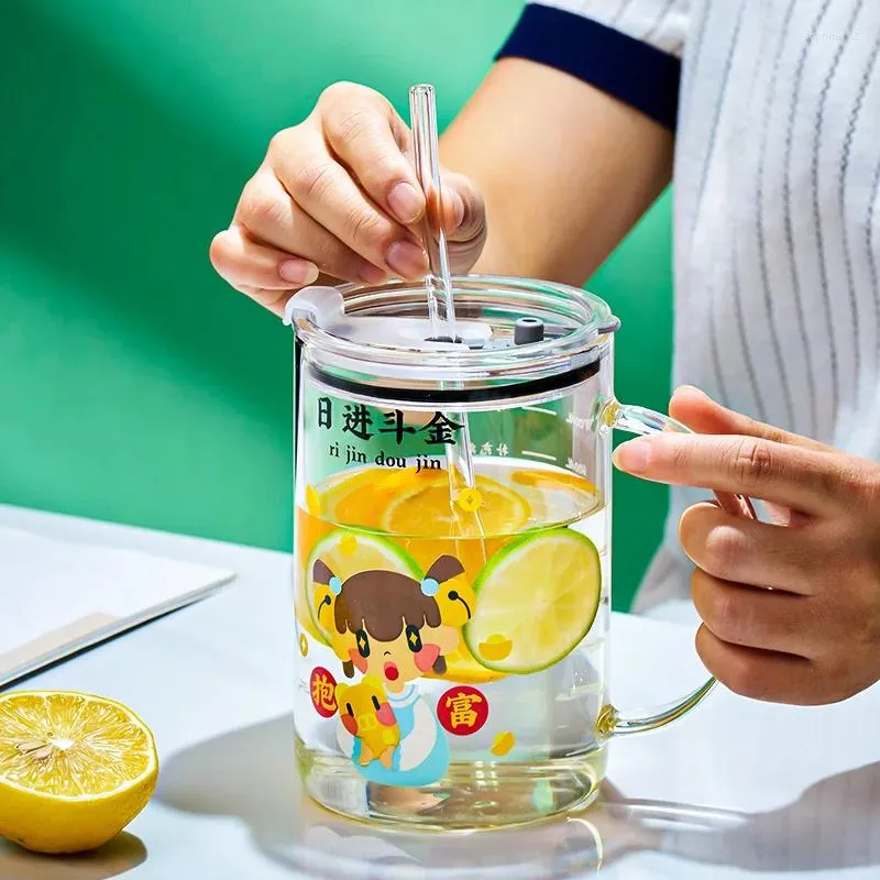 Bicchieri da vino gianxi tazza di bicchiere trasparente utensile con coperchio creativo creativo di grande capacità tazza di lettere succo di birra per latte bevi