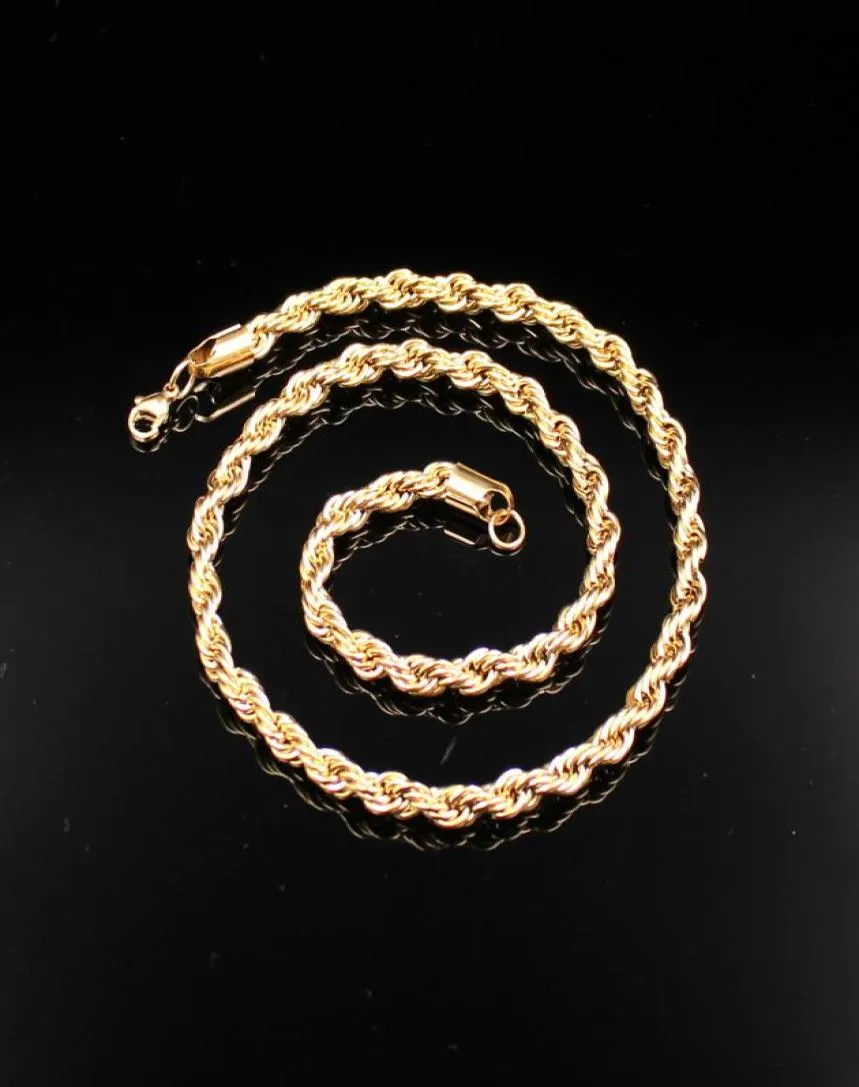Father Gifts boyfriend gifts 24 inch Gold stainless steel 6mm 8mm Singapore Chain necklace Mens women rope chain necklace6183771