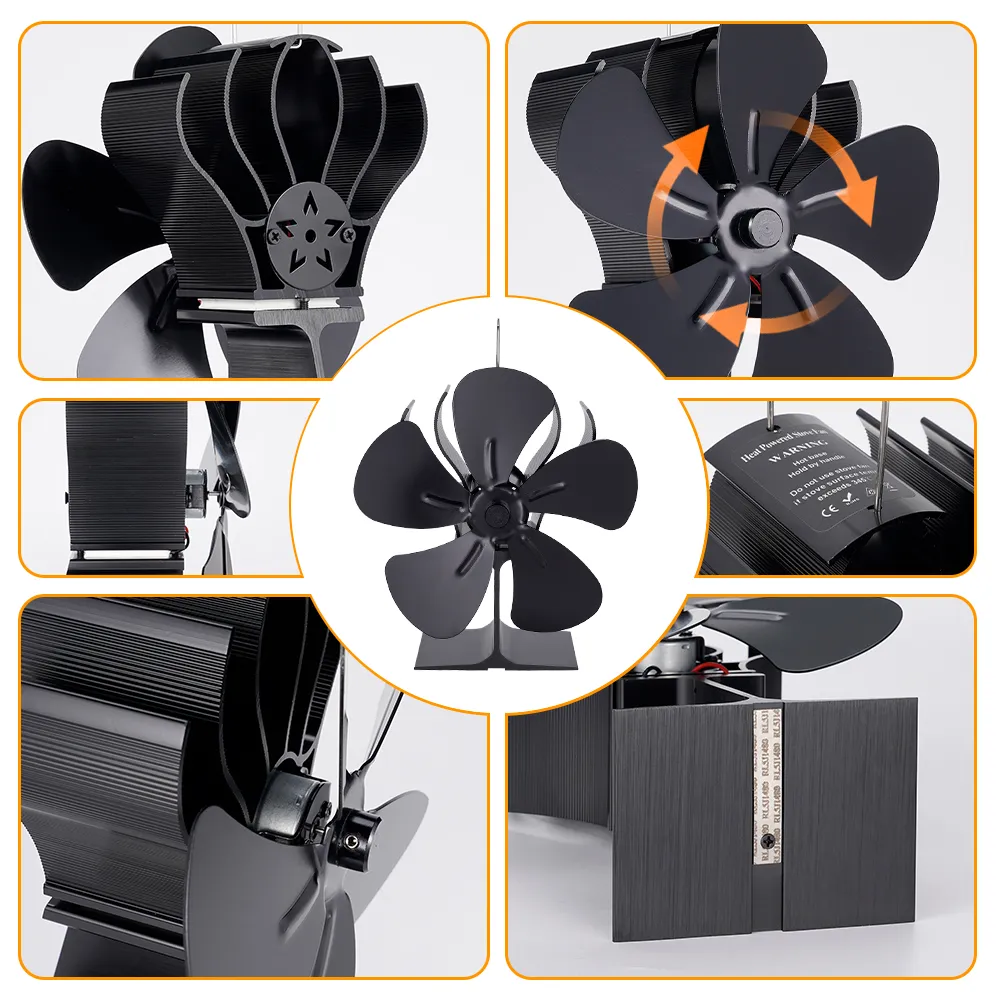 Heat Powered 4 Blade Stove Fan Fireplace Fan Burne... - Grandado