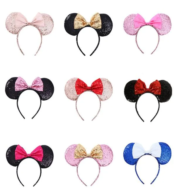 Cartoon multicolor full sequin bow hair bands children039s mouse headbands amusement park headwear cute mouse headband hairpin 5933677