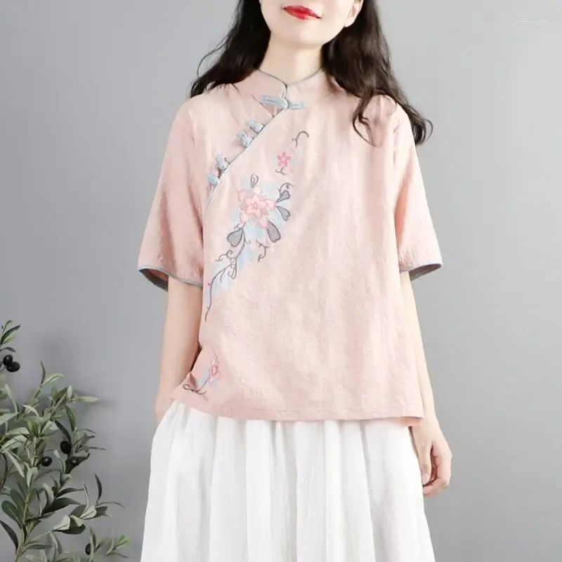 Ethnic Clothing Vintage Chinese Style Shirt Women Cotton Linen China Cheongsam Tops Traditional Tang Suit Casual Harajuku Bloweses Femmemed