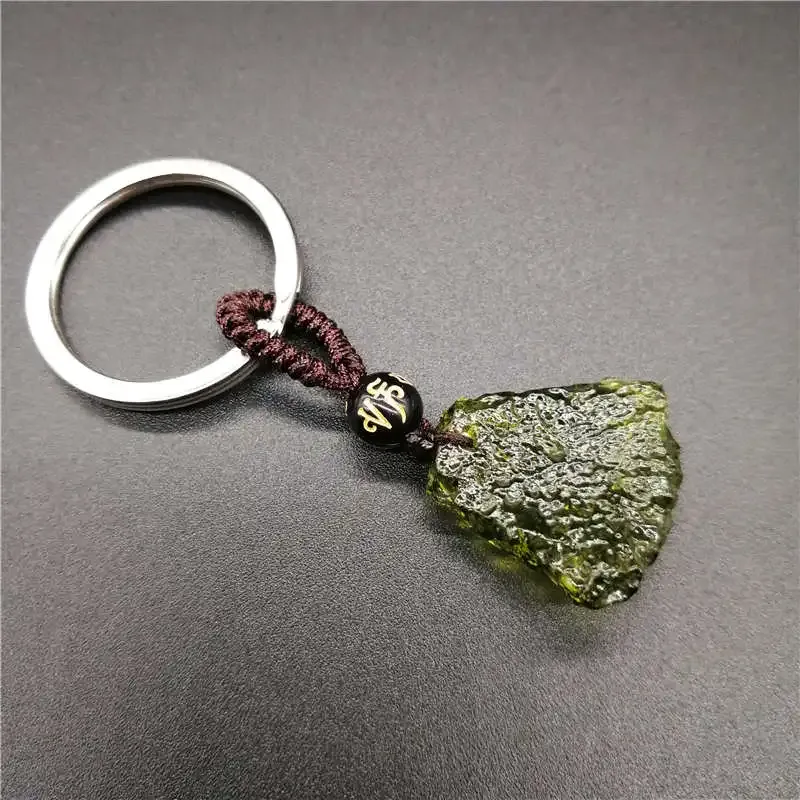 Anneaux Vente chaude A ++ Natural Moldavite Green Aerolites Crystal Stone Keychain Energy apotropaic4g6g / lot + livraison gratuite