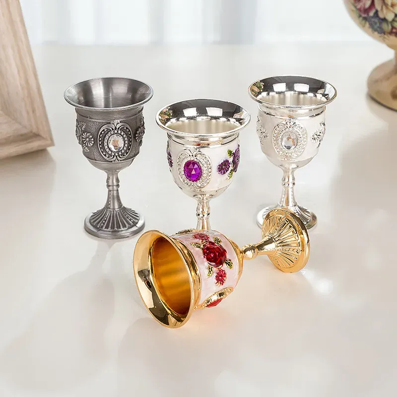 European Wine Glasses Alloy Liquor Goblet Beer Cup Shot Glass Luxury Home Decorations Party Gift