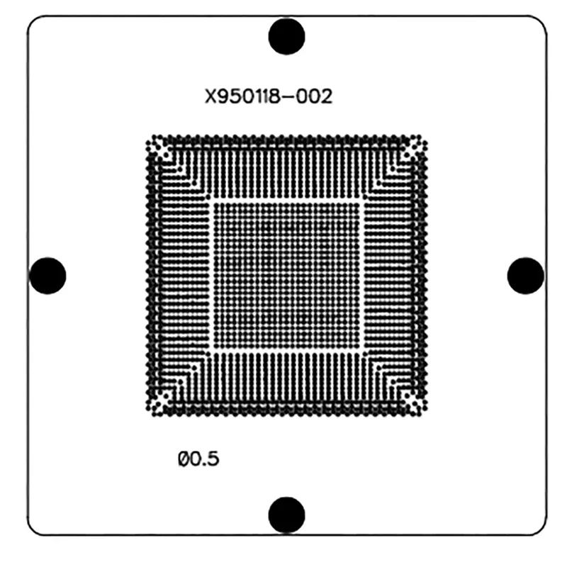 Accessori riscaldamento diretto 8080 9090 mm Stencil per x950118 x950118002 0,5 mm Visualizzazione della console da gioco CHIP CPU BGA Modello di stencil Re -