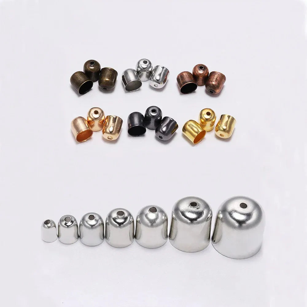 50100pcslot Crimp End Caps Leather Cords End Tip Beads Caps Fit 4 12mm Clasps For DIY Jewelry Making Findings Supplies 240408