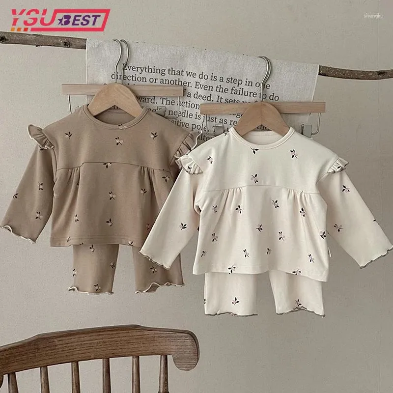 Kläder sätter vår baby set barn pyjamas barn blomma flickor kläder sömnkläder hösten småbarn kläder