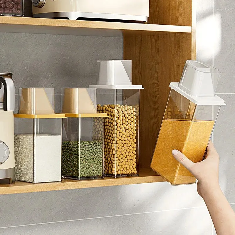 Storage Bottles Square Transparent Open Sealed Tank Refrigerator Side Door Box Kitchen Grain Items