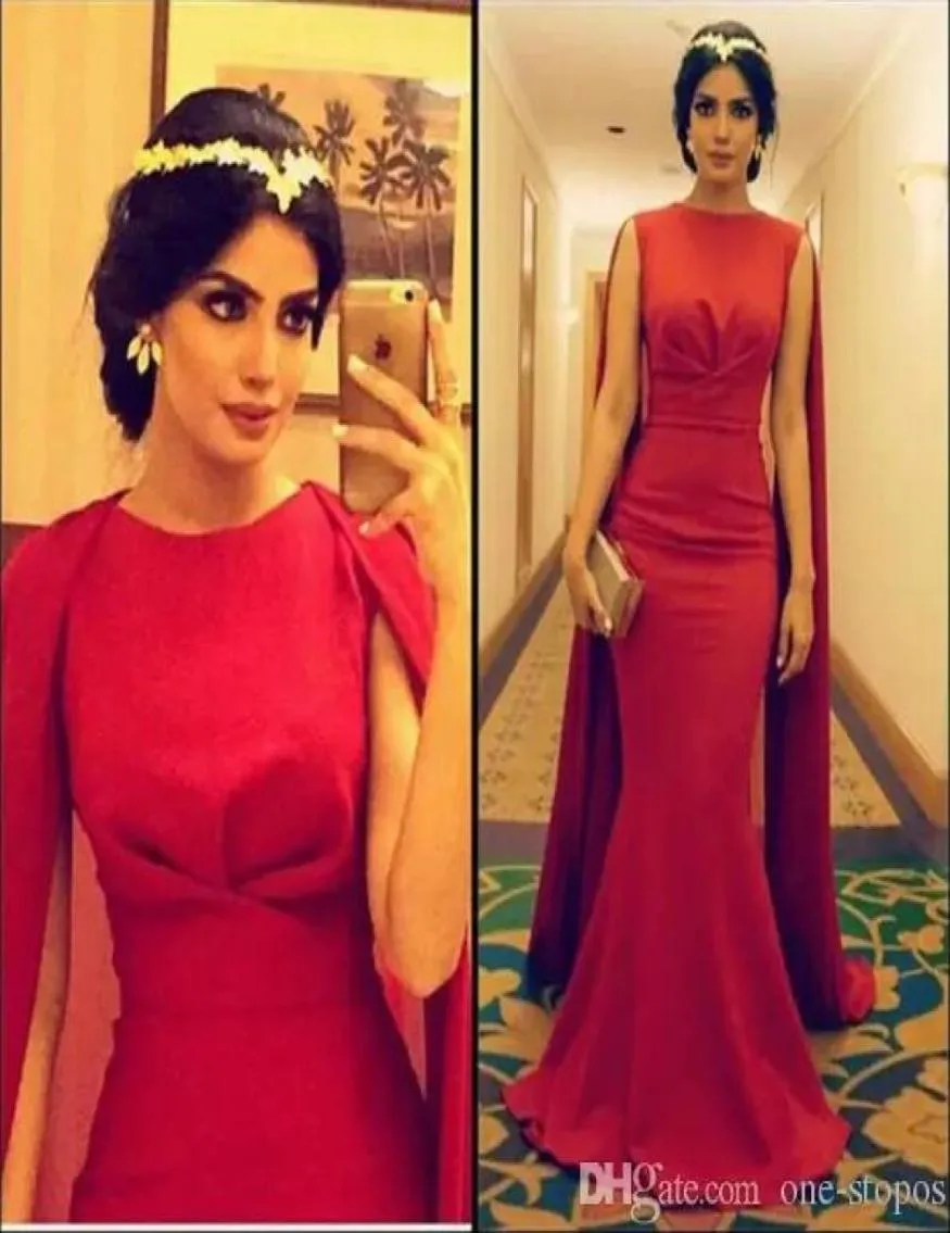 2016 Novos vestidos de celebridades do tapete vermelho com longa Chiffon Cape Wrap Wrap Pakistani, vestidos noturnos da sereia de sereia personalizada Made6723590