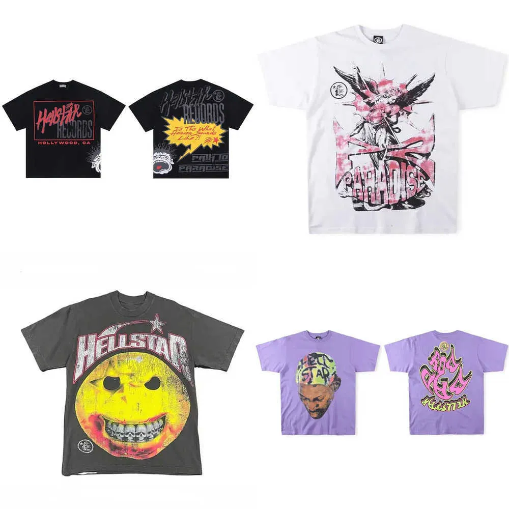 Męskie koszulki Hellstar Cotton T-shirt czarne mężczyźni designerskie ubrania z kreskówki graficzny punk rock tops Summer High Streetwear J230807 SM