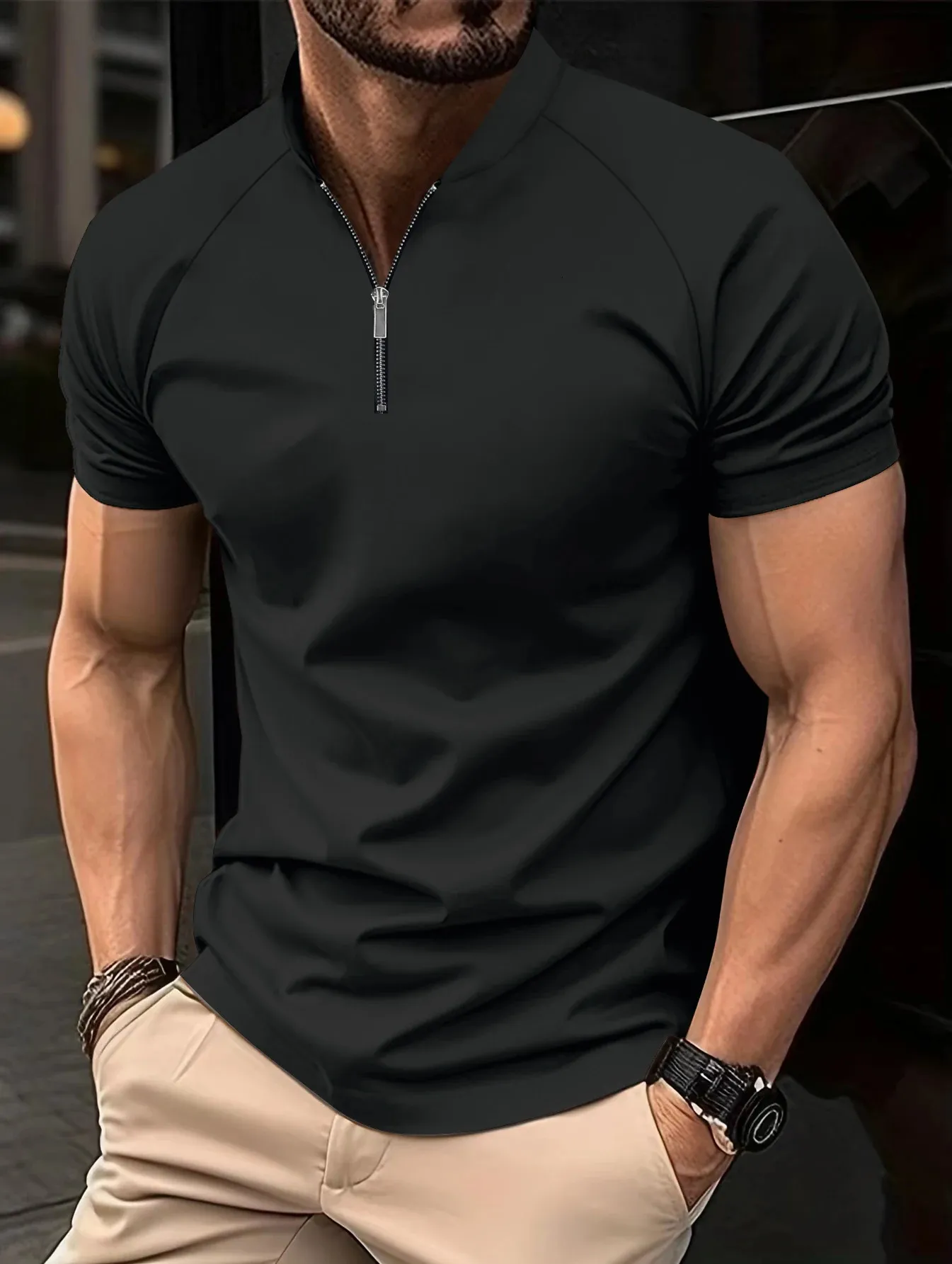 2023 Fashion Male Mâle de haute qualité Smmer Shorts Sleeve Polo-Shirtsmens Slim Fit Shirts TEES S3XL 240402