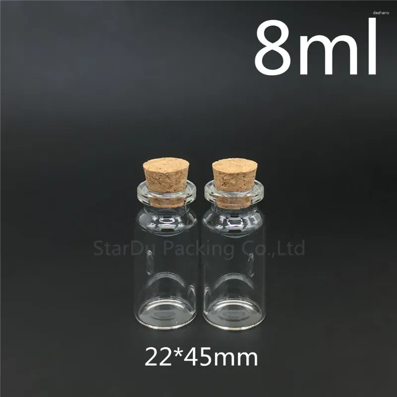 Bouteilles de rangement 50pcs 8 ml petits mignons mini-bouchon bouchon de verre flacons de verre jars contenants 8cc