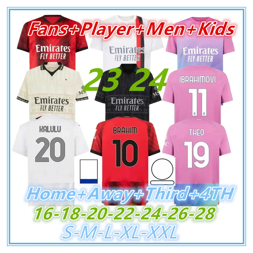 23 24 AC Football Jersey Men's S-xxl Fan Edition Loftus-Cheek Pulisic Children 16-28 Milans Football Bluza