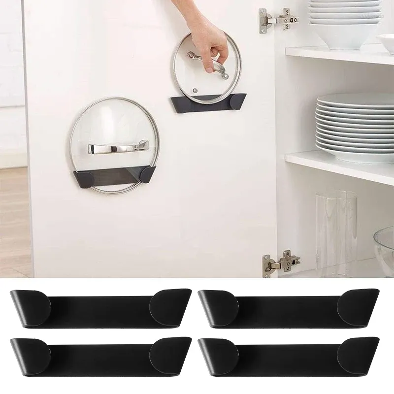 Cuisine Storage Moonbiffy Pot Rack Mur Moupté sans poinçonnage Habilleur d'organisateur de couvercle de porte-couvercle auto-adhésif