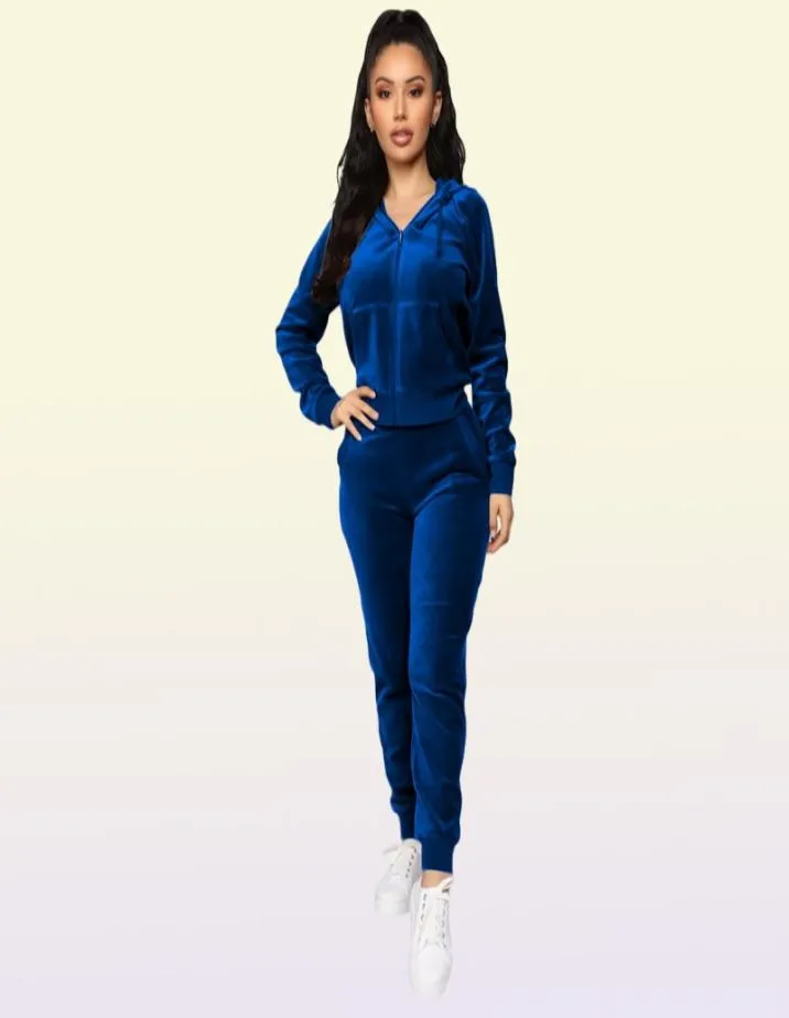 Femmes Velvet Tracksuit Femmes Sweins Swets Vêtements Woman Two Pieces Sets Workout Outfits Woman Designerss Clothes Sport Outwear Casua5492706