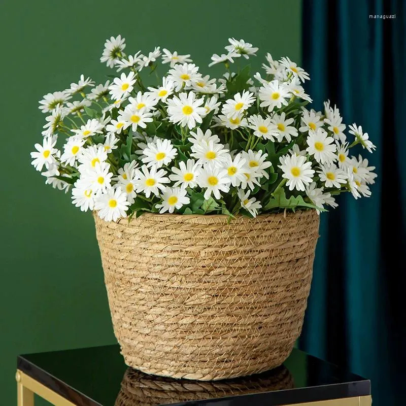 Fleurs décoratives 9 fourchette artificielle Daisy Sunflowers Bouquet Diy Silk pour le vase de mariage Office El Table Centraire Centralice Home Decor