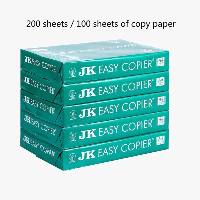 Paper A4 200/100 fogli di xerografia Stampa per ufficio carta 70G Business Paper School Stampa di carta Copia di carta per copia intera Pulp Copia