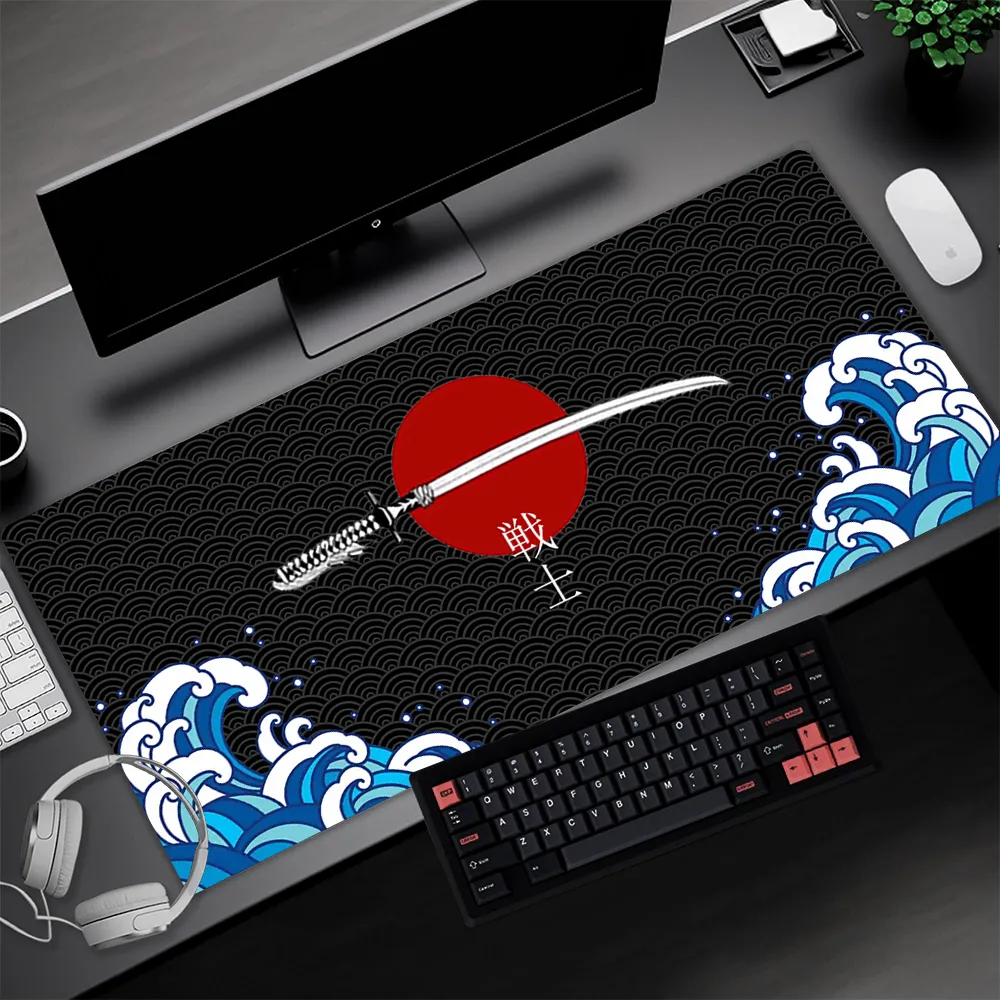 Samurai Desk Mat 1200x600 Katana 40x90 Mouse Pad Rubber Black Xxl