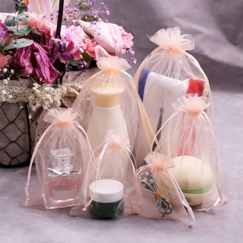 Pack Of 200 Gold Organza Drawstring Pouches – Perfect For Wedding Favors, Jewelry, & Gift Bags!