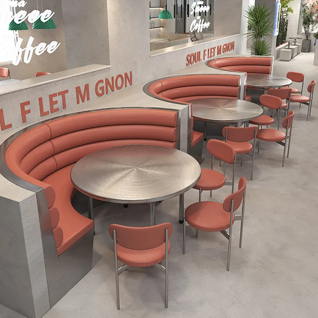 Leather Curved Booth Seating Luxurious Cafe Sofa Set for Hotels and Restaurants
