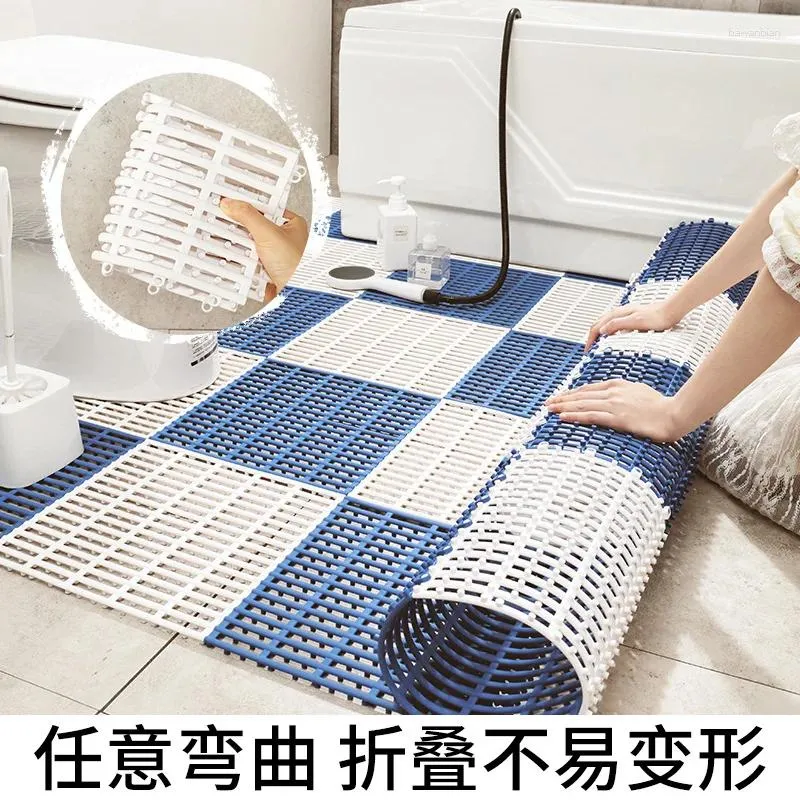 Bath Mats 2024 The PVC Bathroom Can Be Spliced Floor Mat Home Shower Room DIY Hollow Hydrophobic Non-slip