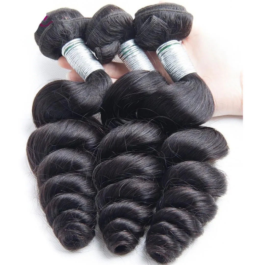 9A Brasiliana Wave sciolte Vergine Capelli 3 fasci Extensioni umane Curl2425157