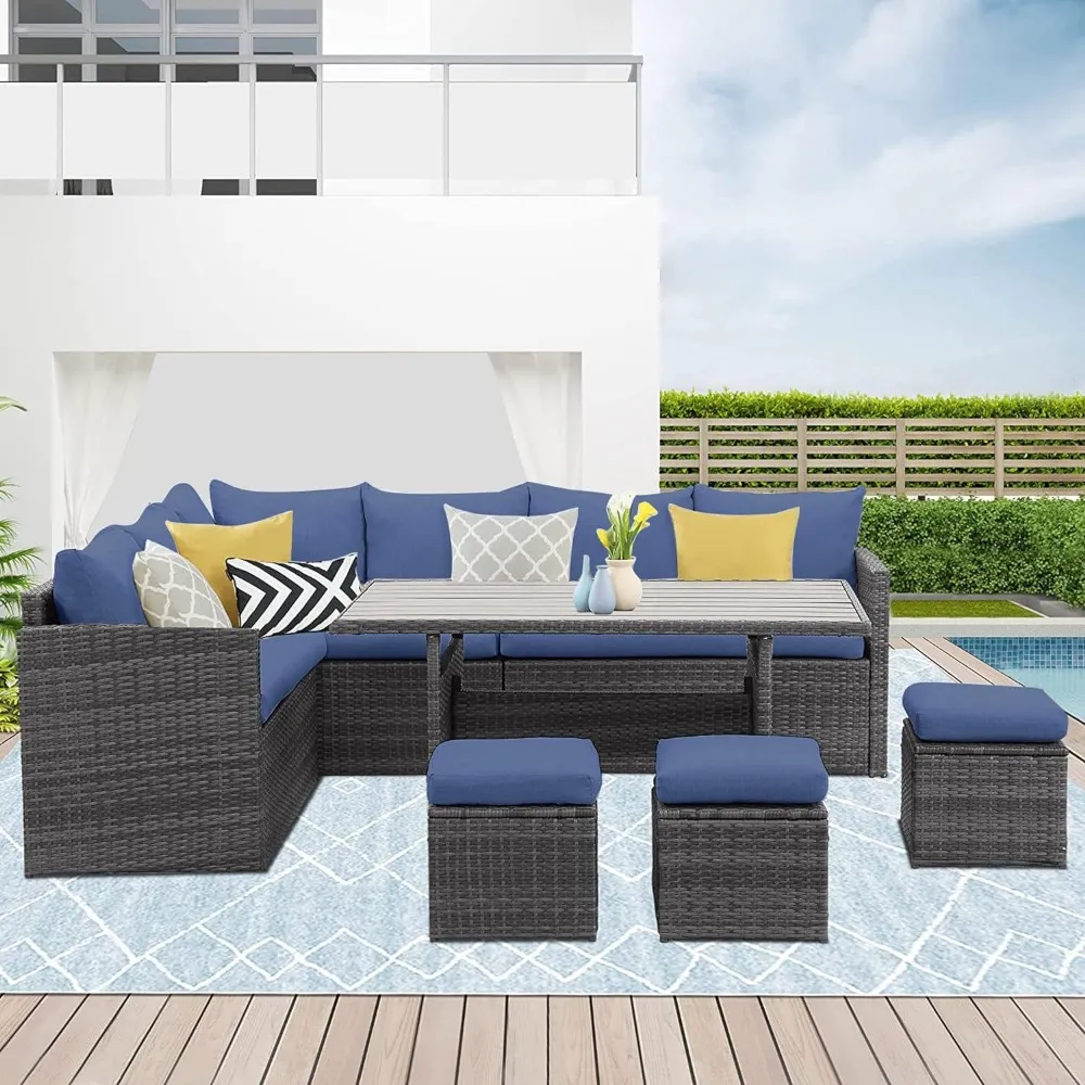 Blue Wisteria Lane Outdoor Terrace Furniture Set Out With Dining Area Sofa Dined Table And Chair From Homepro15 618.89 DHgate.Com