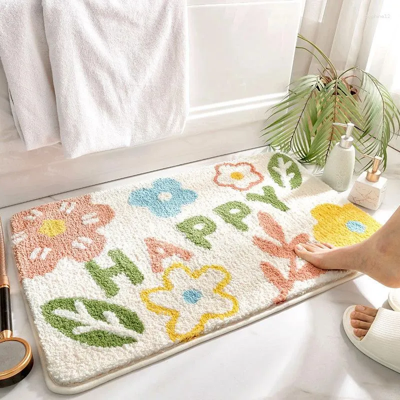 Bath Mats Cute Water Absorbing Super Bathroom Mat Plush Microfiber Machine Washable Shower Rug Easier To Dry Durable