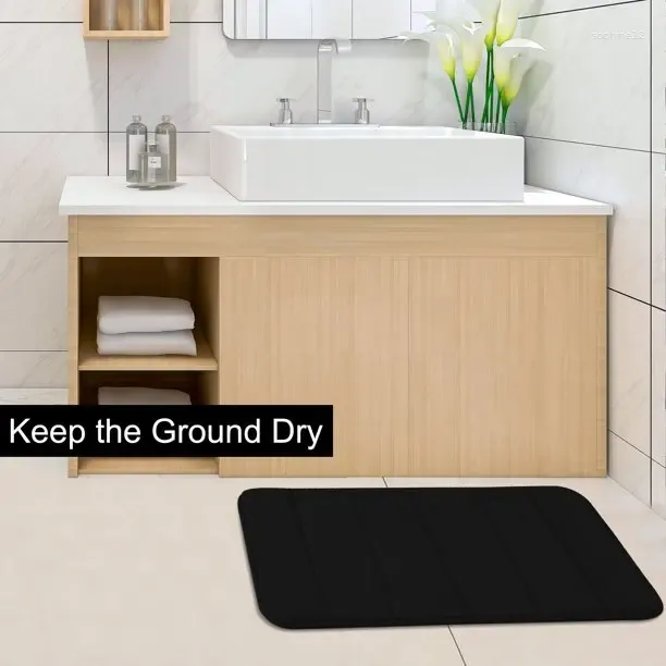 Banyo Paspas Mat Bellek Köpük Haleleri Banyo için Yumuşak ve Konforlu Süper Emici Siyah 32 "x 20"