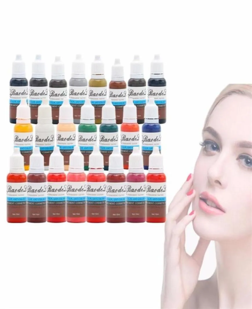 Kalıcı Makyaj Mürekkep Kaş Dövme Mürekkep Seti 15ml 23 Renk Dudak Mikrobladlı Pigment Profesyonel Dövme Sarf malzemeleri255Q264J9906703