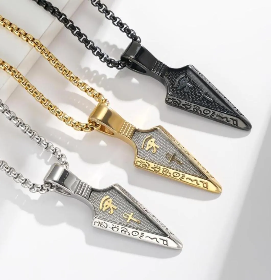 Pendant Necklaces Jewelry Eye Of Horus Anka Spearhead Stainless Steel Necklace Carbon Fiber Titanium PendantPendant9564933