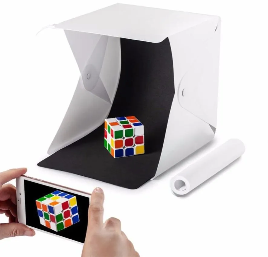 Mini Boîte d'éclairage de studio pliable Boîte souple Mini Cube Cube Box Éclairage Tente avec LED Light Black Blanc Fond PO Studio Acce7906733