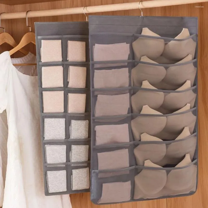 Borse di stoccaggio 1 PC in tessuto non tessuto Organizzatore appeso Organizzatore multifunzione grigio 30 rete da letto di lingerie netta