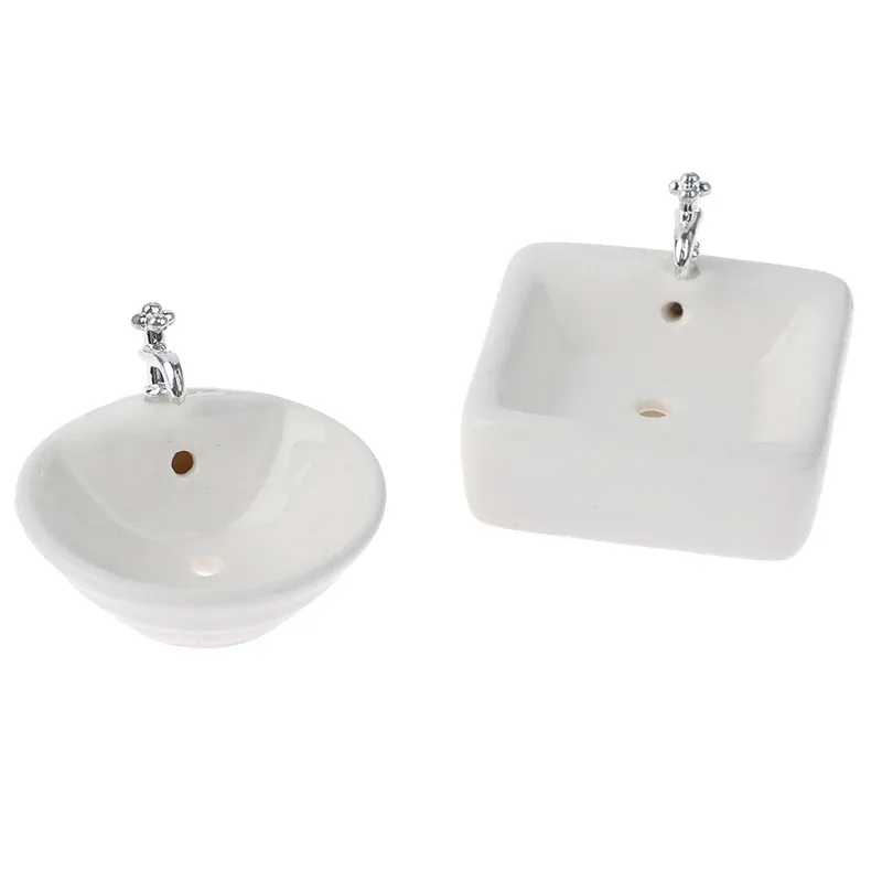 Mini Sink: 1:12 Scale Dollhouse Accessories Ceramic Wash Basin For
