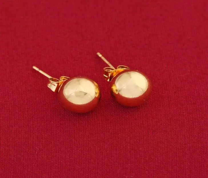 Stud Charm 4mm 6mm 8mm 10mm Ball Earring Yellow Gold Color Shape Classic Design Earrings For Women9513524