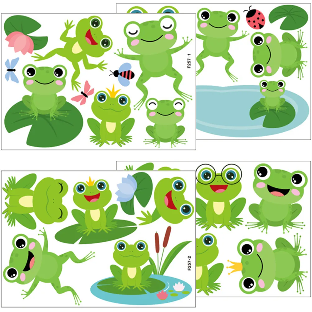 Decoración De La Pared: Calcomanías De Pared De Rana De Rana De 4 Hojas  Adorables Calcomanías Adhesivas Para Salas De Juegos Para Niños De 4,98 € |  DHgate, image size:1002x1002