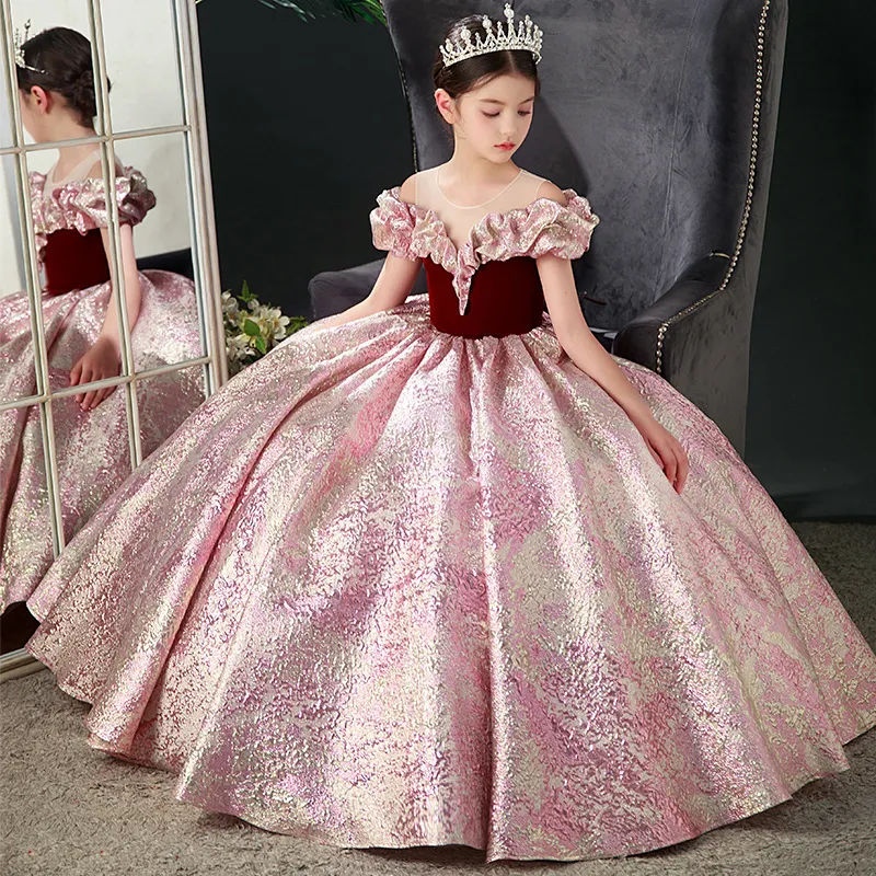 Noble Pink/Wine Jewel Girl's Pageant Dresses Girl's Girl's Birthday/Party Dresses Flower Girl Dresses Girls Overyda