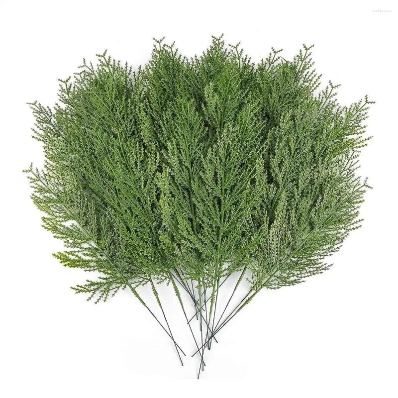 Party Decoration 40 PCS Artificial Cedar Sprigs Faux Spray Branches Cypress Stems Pine Picks Plastic Greenery Christmas DIY