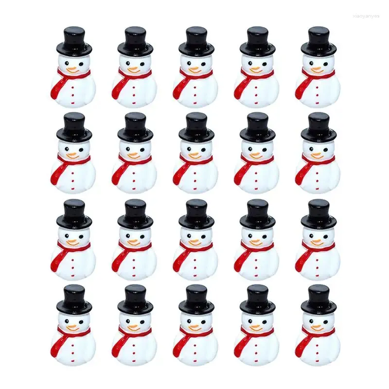パーティーデコレーション20pcsクリスマスミニチュア雪だるま樹脂装飾
