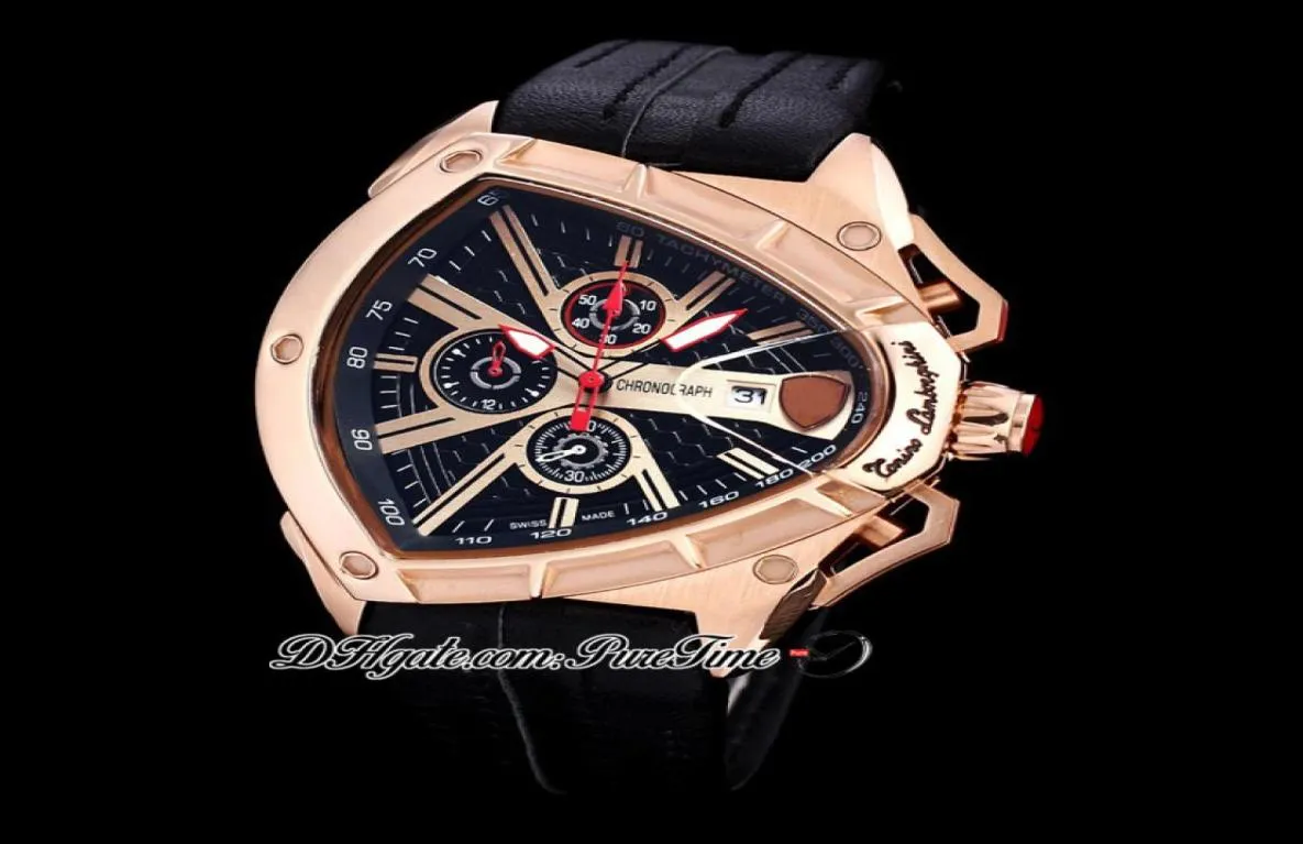 2021 Nieuwe Tonino Sports Cars Vee Zwitsers Quartz Chronograph Mens Watch Rose Gold Black Gold Dial Dynamic Sports Red Leather Puretim4295861