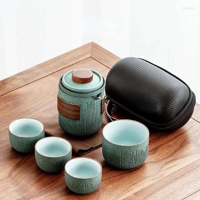 Teaware Sets Quik Cup 1pot 4cups On-board Outdoor Portable Tea Set With Storage Bag Chinese Travel Home Ceramic