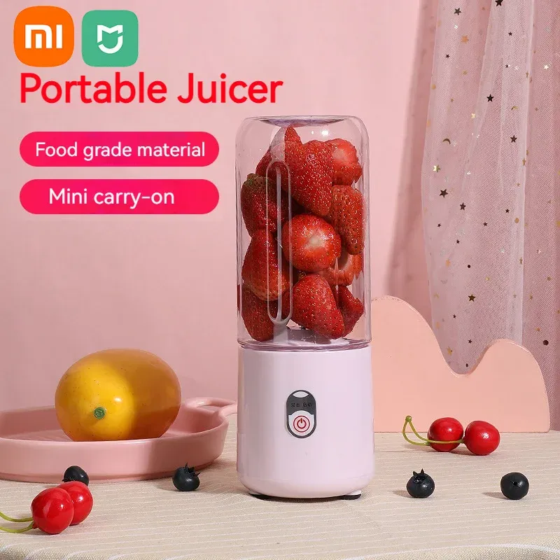 Juicers Xiaomi Mijia Mini Portable Blender Fruit Juicer Electric Juicer Machine Home Extractor Cup Wireless USB Juice Extractor 500 ml