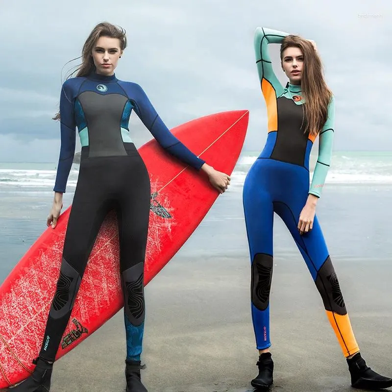 Women's Swimwear 1.5mm Diving Suit Female Siamese Surf Clothing Sunscreen Winter Swimming Warm Snorkeling Jellyfish