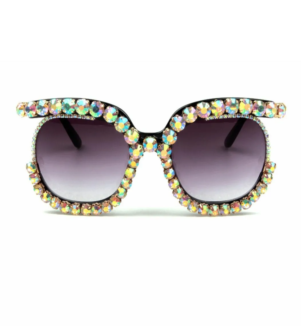 Trendy Diamond Sunglasses European American Personality Eyeglasses Half Frame Crystal Eyewears Rhinestone Sun Glass3792379