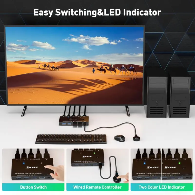 USB 3.0 Switch Selector 4 Port,KVM Switcher 4 Computers Sharing 4 USB Devices,USB Peripheral Switcher for Keyboard Mouse