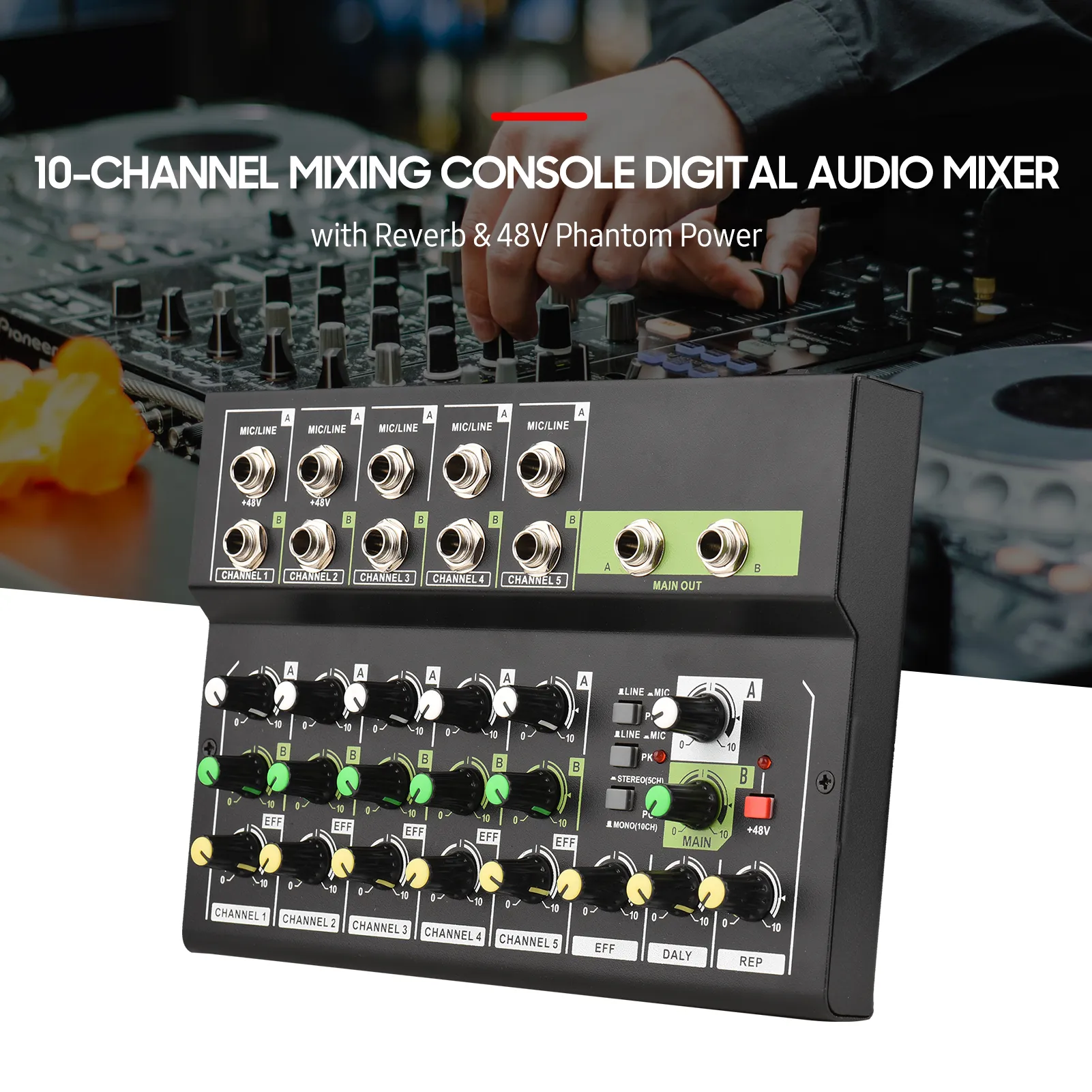 Digital audio sound mixer Console with 10 Channels,...